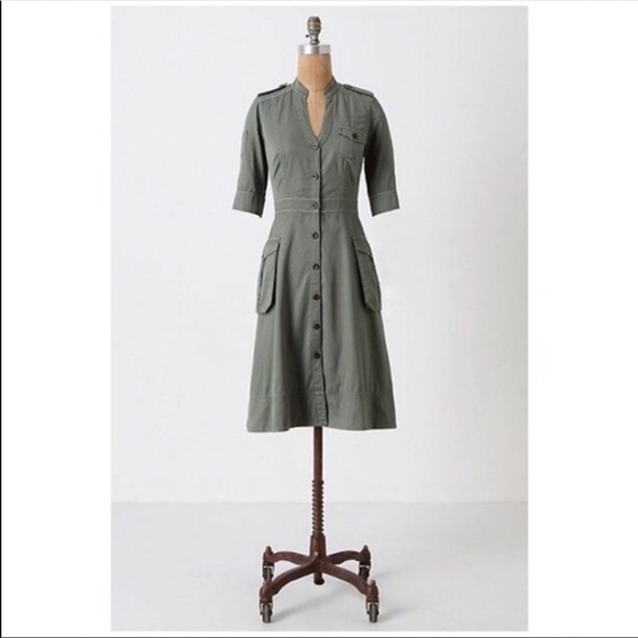 Anthropologie Dresses & Skirts - Anthropologie Maeve Mary Olive Green Shirt Dress